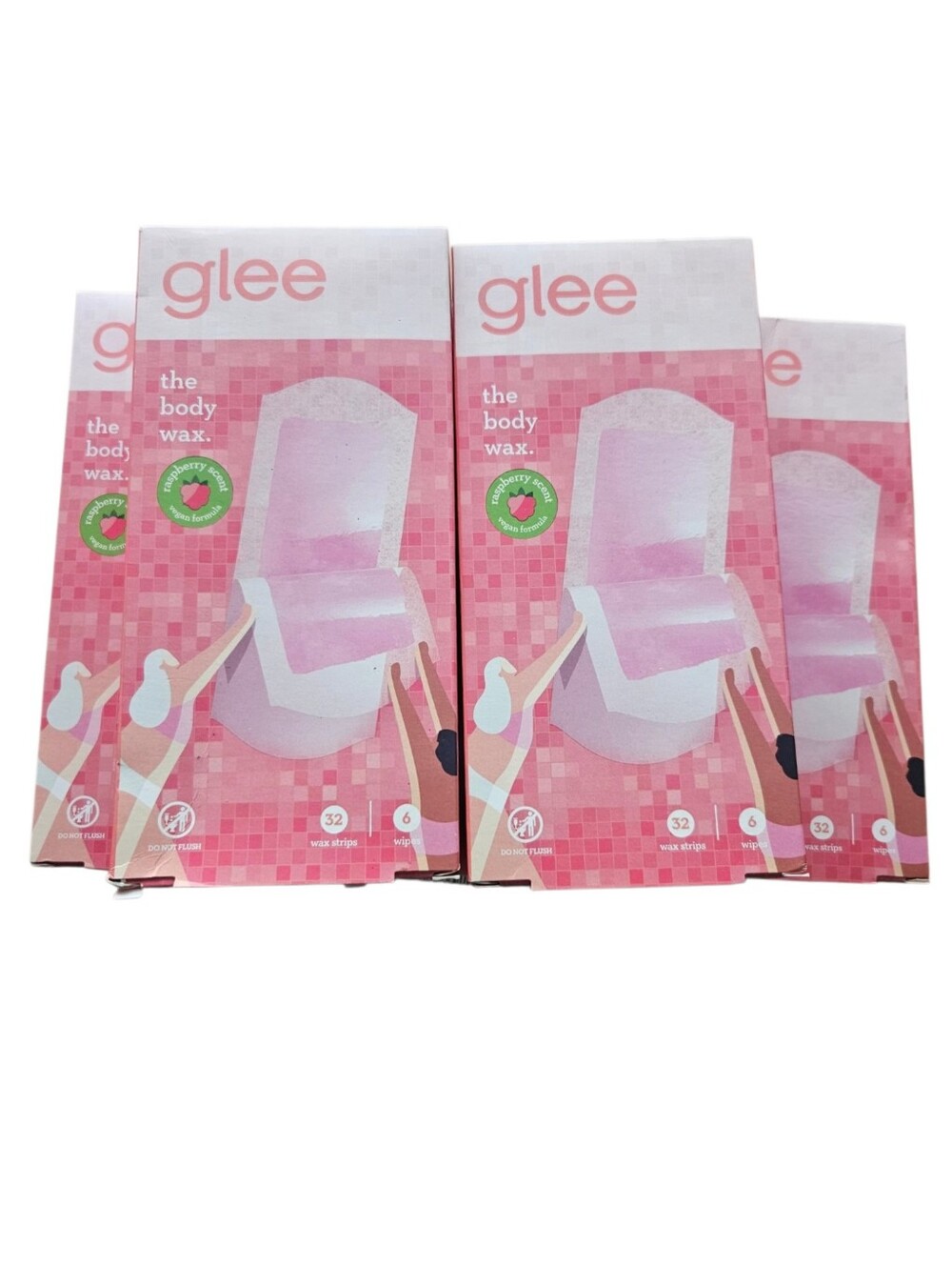 Lot Of Eight Boxes Glee Raspberry Body Wax Hair Removal Kits 32 Ct Per Box NEW
